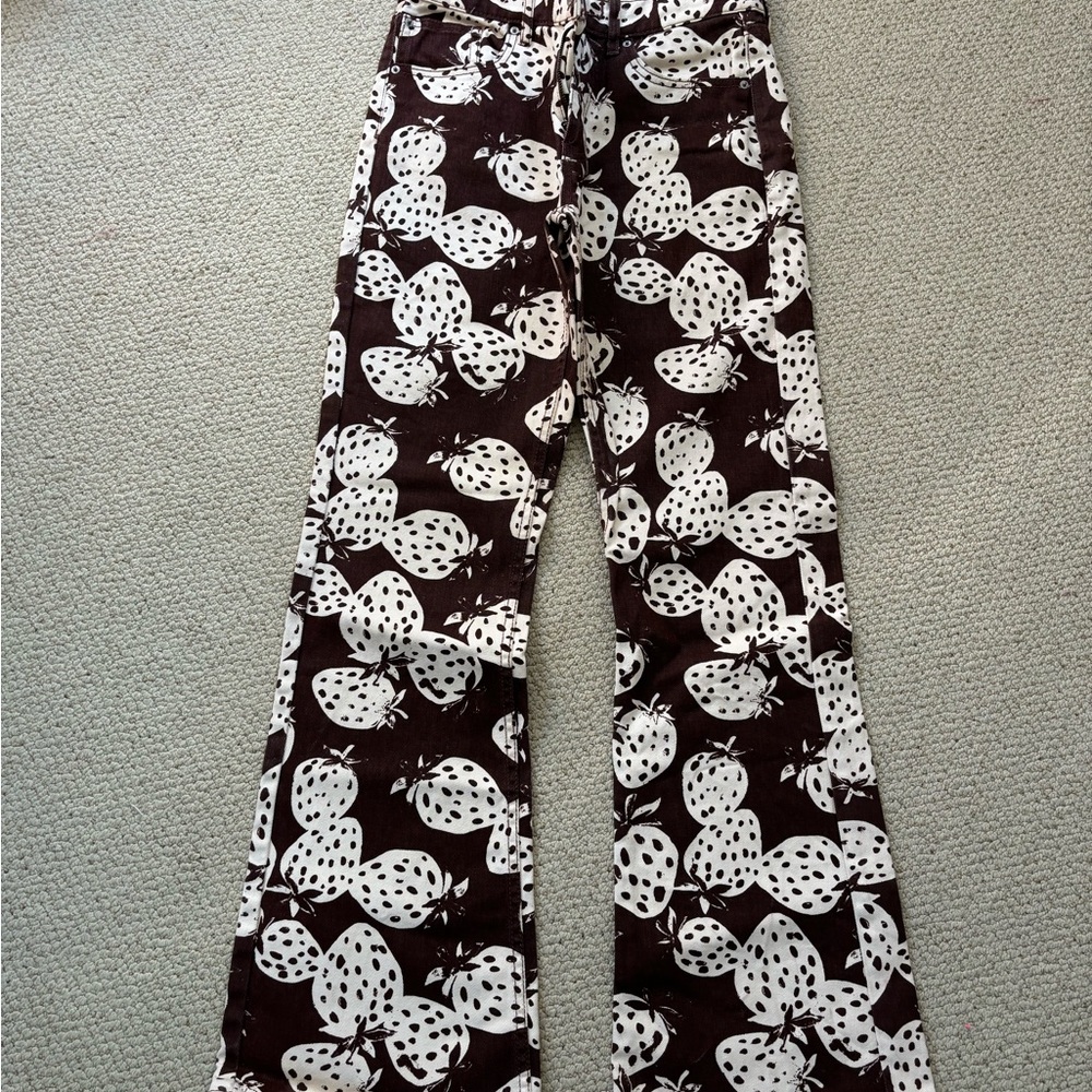 Urban outfitters Brown and White Strawberry Print Pants